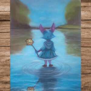 Dessin aux pastels - Reflet d'un autre monde - 24x30cm