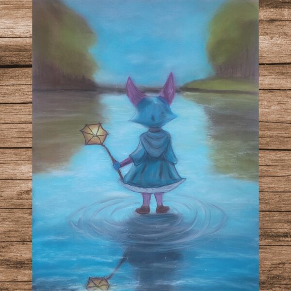 reflets d'un autre monde personnage fantastique dessin pastels secs